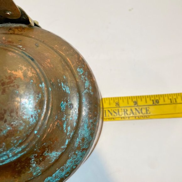 Antique Hand-Hammered Copper & Brass Kettle With Wooden Handle - Picture 10 of 11
